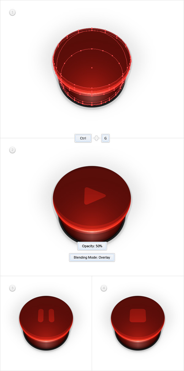 How to Create a Set of 3D Player Buttons in Adobe Illustrator 25